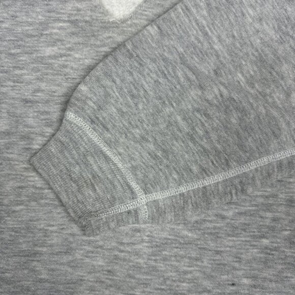 Vintage Cotton Sweatshirt Gray BJHS Print Overstitch Blank Front Cropped Cut 50s - Picture 4 of 11